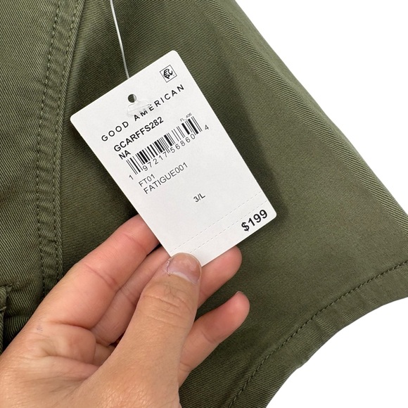 Good American Fit For Success Straight Leg Denim Jumpsuit Fatigue Green Large - Picture 16 of 16